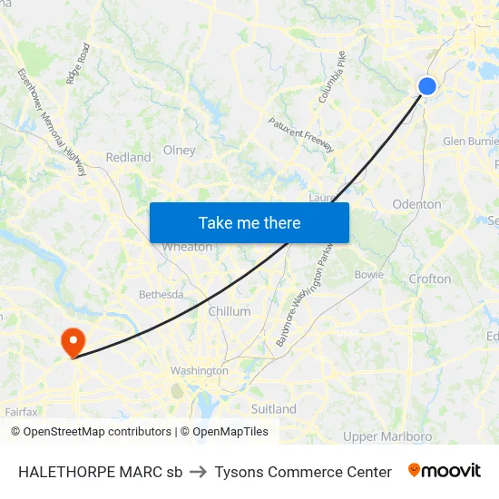 HALETHORPE MARC sb to Tysons Commerce Center map