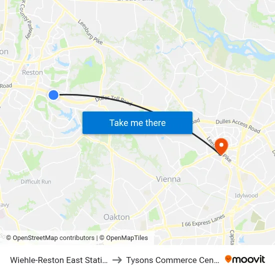 Wiehle-Reston East Station to Tysons Commerce Center map