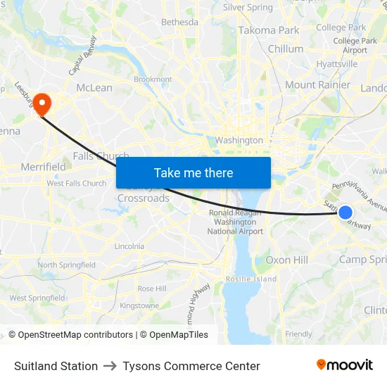 Suitland Station to Tysons Commerce Center map