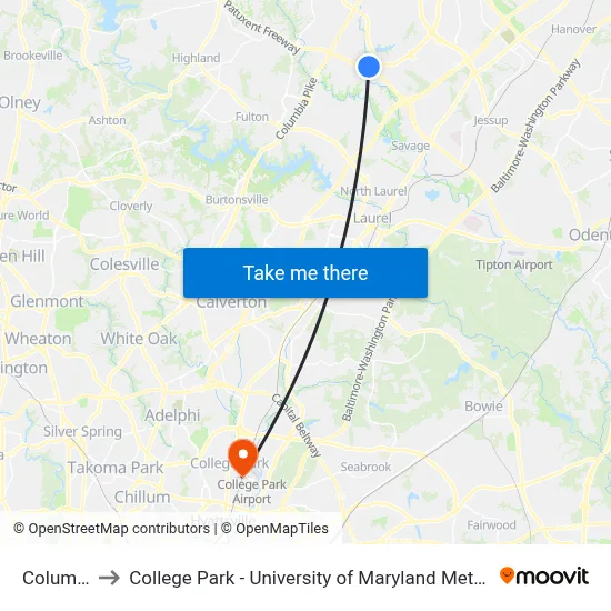 Metrorail Red Line Map Columbia to College Park - University of Maryland Metro Station with ...
