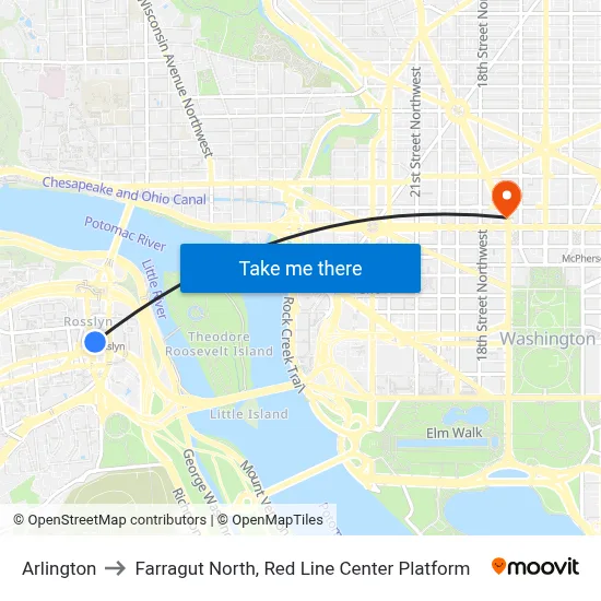 Arlington to Farragut North, Red Line Center Platform map