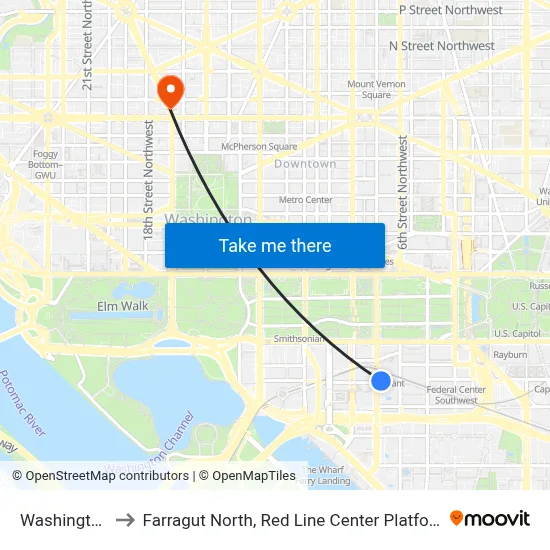 Washington to Farragut North, Red Line Center Platform map