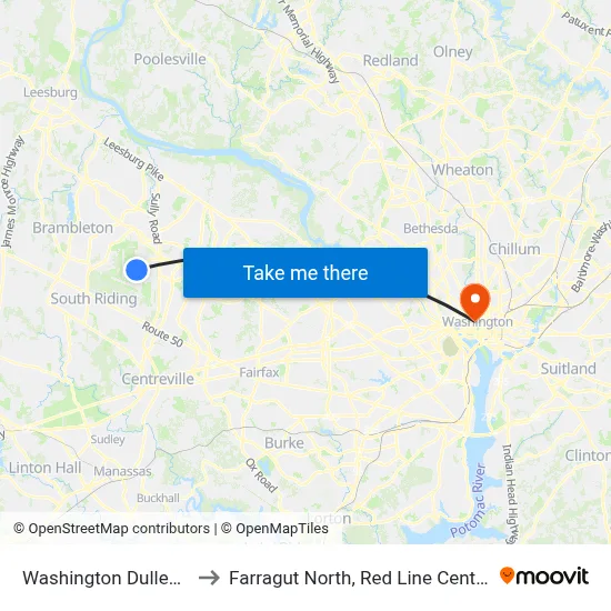 Washington Dulles Airport to Farragut North, Red Line Center Platform map