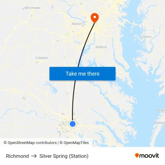 Richmond to Silver Spring (Station) map