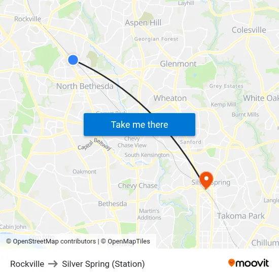 Rockville to Silver Spring (Station) map