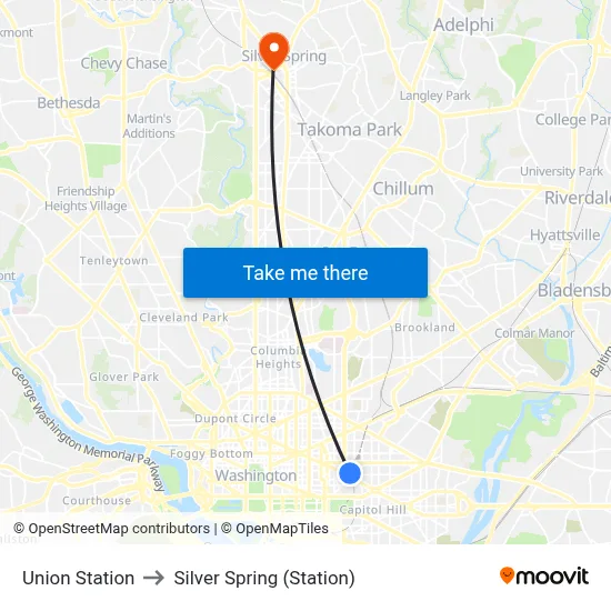 Union Station to Silver Spring (Station) map