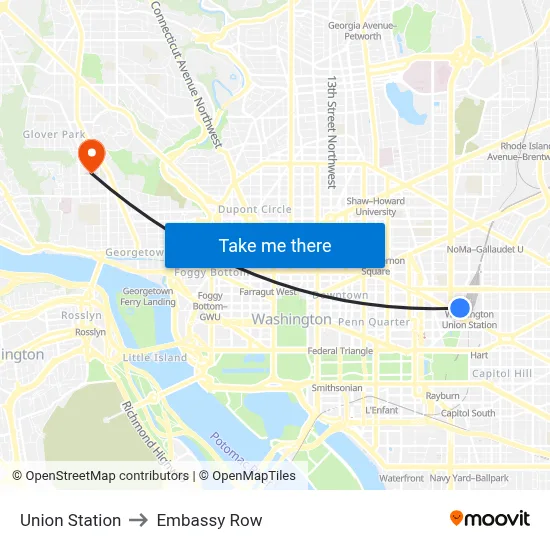 Union Station to Embassy Row map