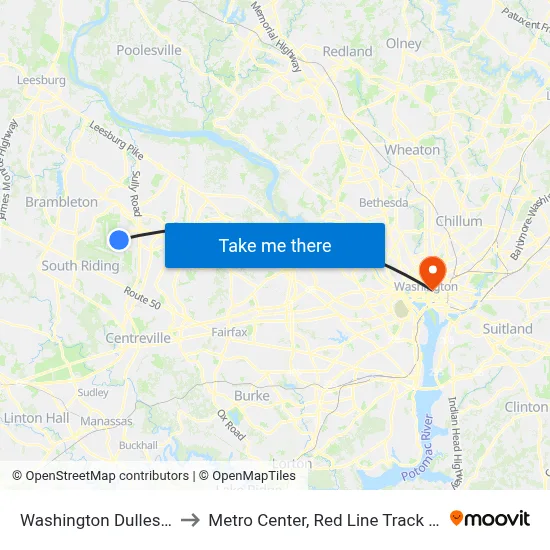 Washington Dulles Airport to Metro Center, Red Line Track 1 Platform map