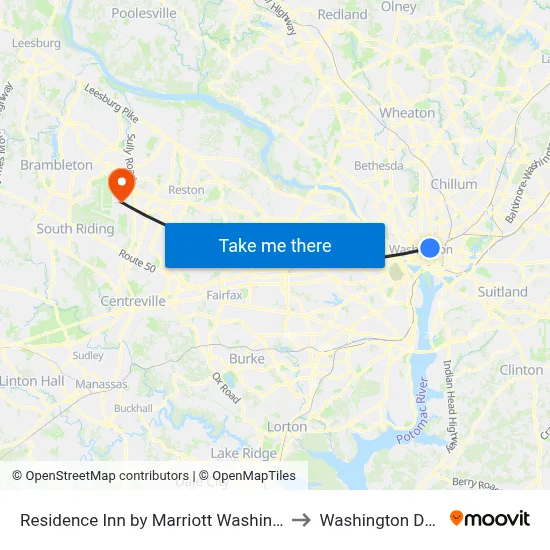 Residence Inn by Marriott Washington Downtown/Convention Center, 901 L St NW to Washington Dulles Airport (IAD) map