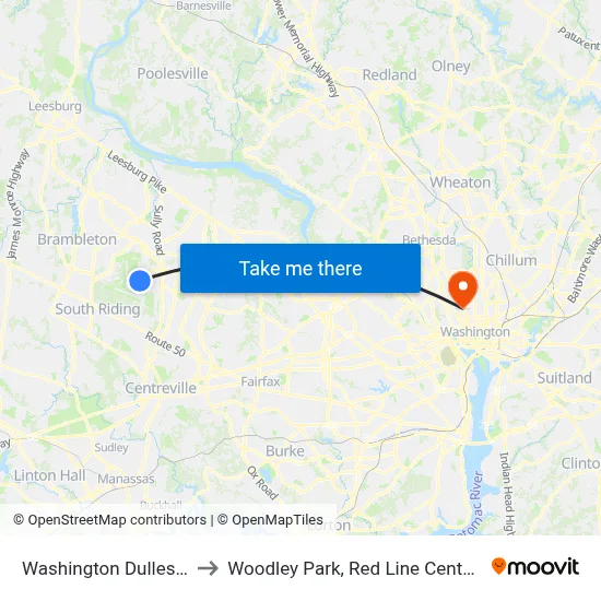 Washington Dulles Airport to Woodley Park, Red Line Center Platform map