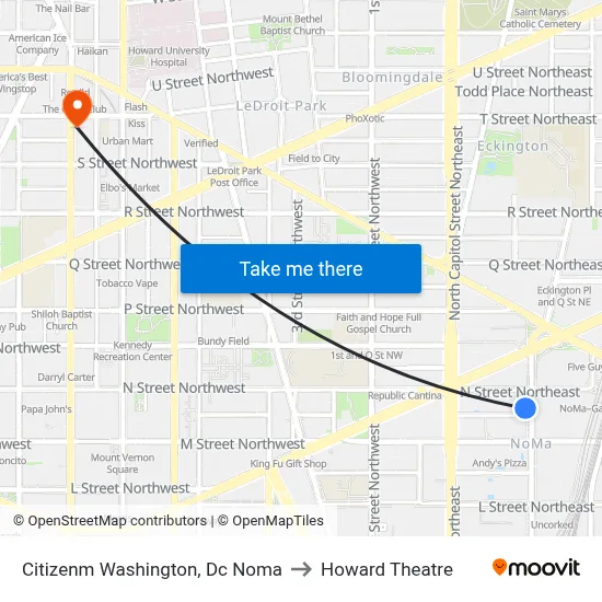 Citizenm Washington, Dc Noma to Howard Theatre map
