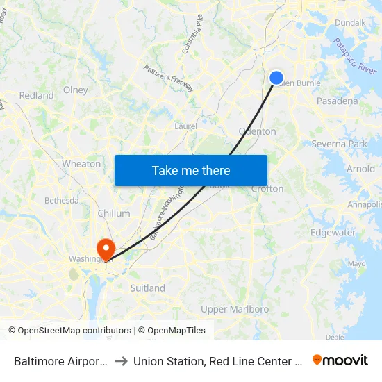 Baltimore Airport BWI to Union Station, Red Line Center Platform map