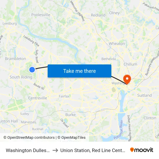 Washington Dulles Airport to Union Station, Red Line Center Platform map