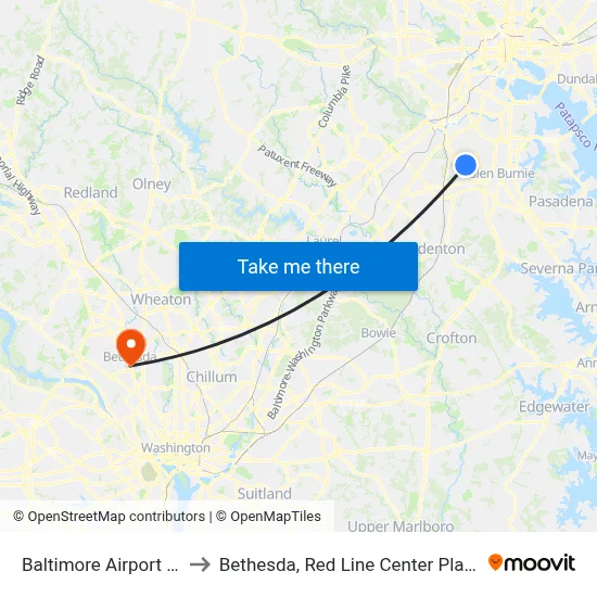 Baltimore Airport BWI to Bethesda, Red Line Center Platform map