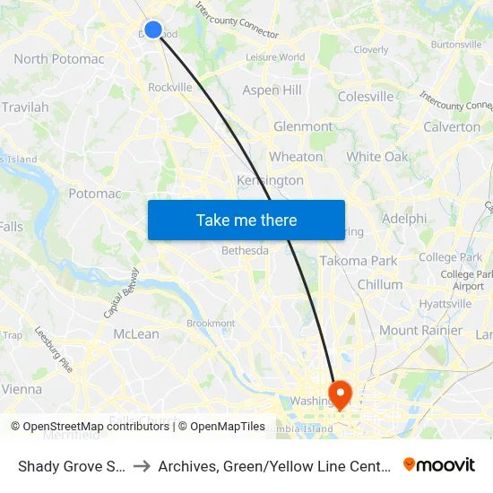 Shady Grove Station to Archives, Green / Yellow Line Center Platform map