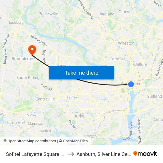 Sofitel Lafayette Square Washington DC to Ashburn, Silver Line Center Platform map