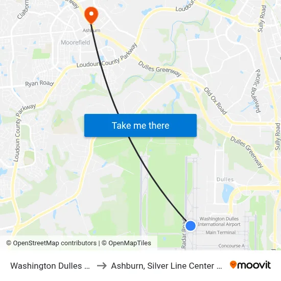 Washington Dulles Airport to Ashburn, Silver Line Center Platform map