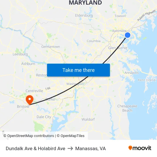 Dundalk Ave & Holabird Ave to Manassas, VA map