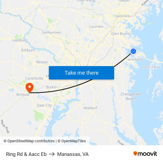 Ring Rd & Aacc Eb to Manassas, VA map