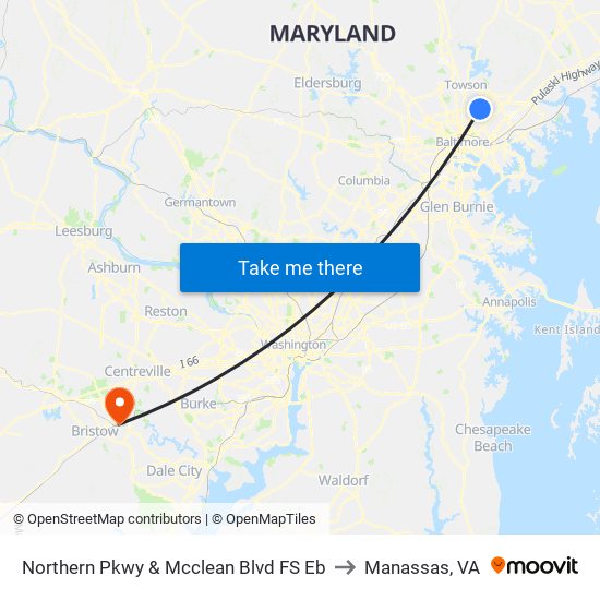 Northern Pkwy & Mcclean Blvd FS Eb to Manassas, VA map