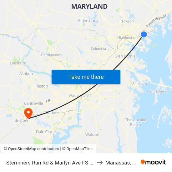 Stemmers Run Rd & Marlyn Ave FS Nb to Manassas, VA map