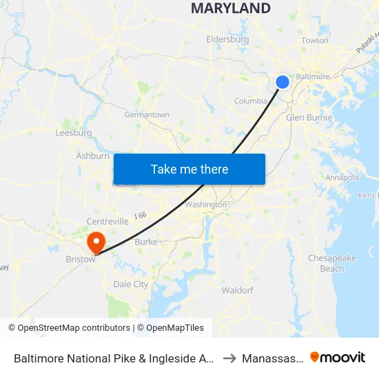 Baltimore National Pike & Ingleside Ave FS Wb to Manassas, VA map
