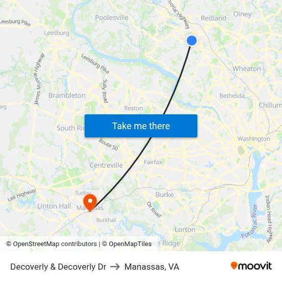 Decoverly & Decoverly Dr to Manassas, VA map