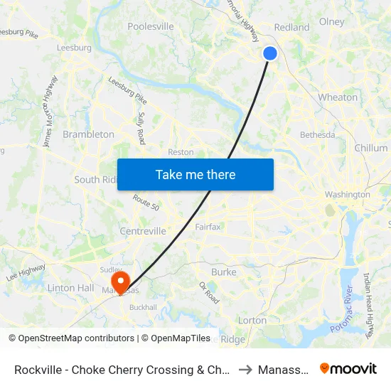 Rockville - Choke Cherry Crossing & Choke Cherry Road to Manassas, VA map
