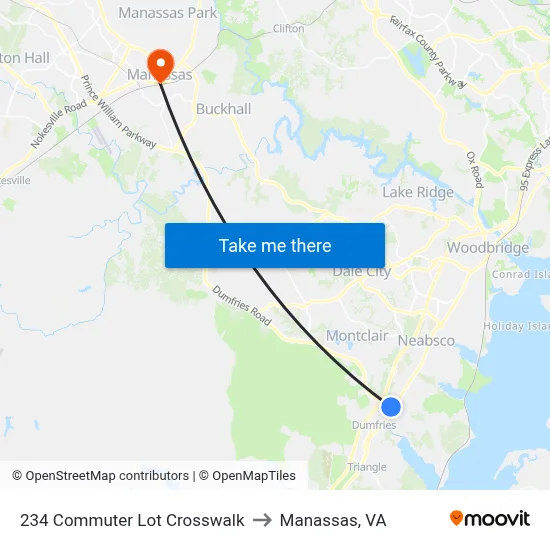 234 Commuter Lot Crosswalk to Manassas, VA map