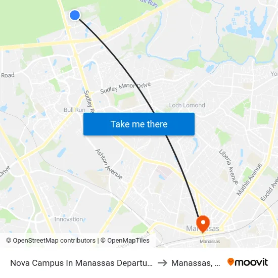 Nova Campus In Manassas Departures to Manassas, VA map