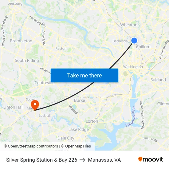 Silver Spring Station & Bay 226 to Manassas, VA map