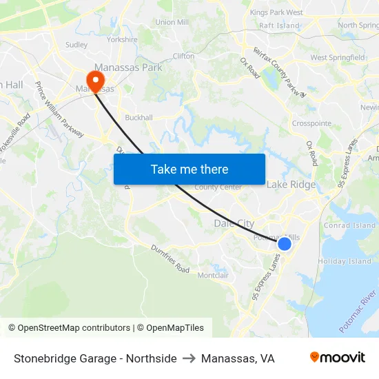 Stonebridge Garage - Northside to Manassas, VA map