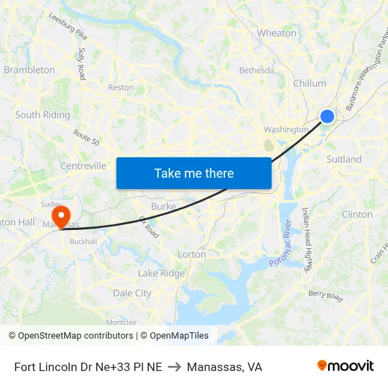 Fort Lincoln Dr Ne+33 Pl NE to Manassas, VA map