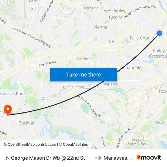 N George Mason Dr Wb @ 22nd St N Ns to Manassas, VA map