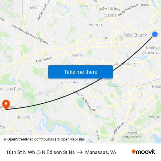 16th St N Wb @ N Edison St Ns to Manassas, VA map