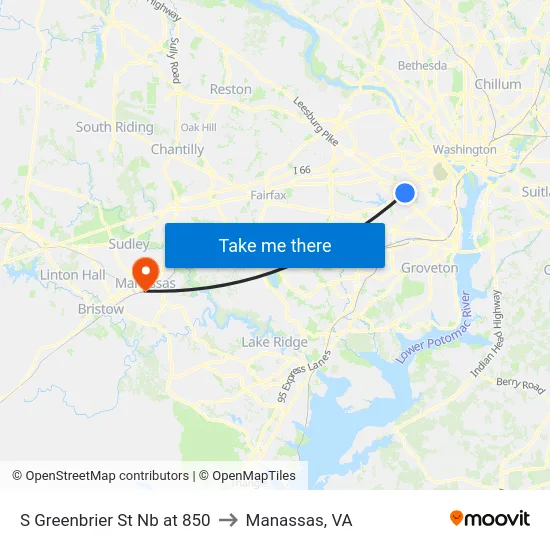 S Greenbrier St Nb at 850 to Manassas, VA map