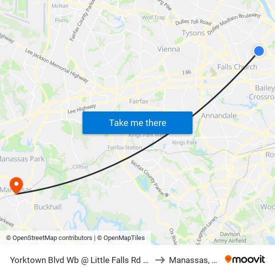 Yorktown Blvd Wb @ Little Falls Rd Ns to Manassas, VA map