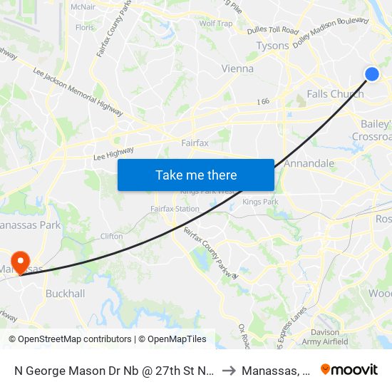 N George Mason Dr Nb @ 27th St N FS to Manassas, VA map