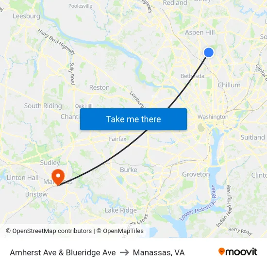 Amherst Ave & Blueridge Ave to Manassas, VA map