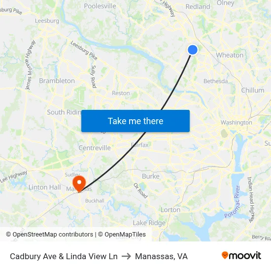 Cadbury Ave & Linda View Ln to Manassas, VA map
