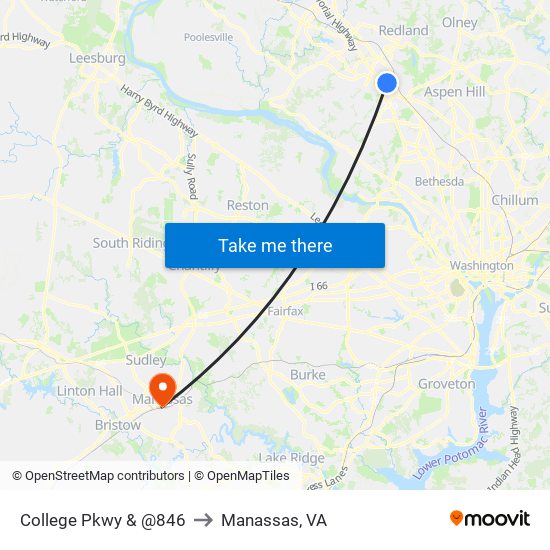 College Pkwy & @846 to Manassas, VA map