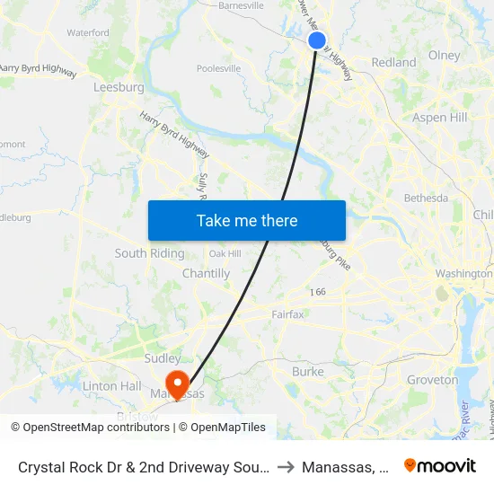 Crystal Rock Dr & 2nd Driveway South to Manassas, VA map