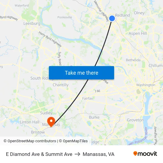 E Diamond Ave & Summit Ave to Manassas, VA map