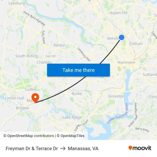 Freyman Dr & Terrace Dr to Manassas, VA map