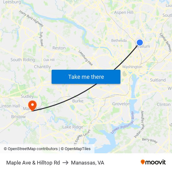 Maple Ave & Hilltop Rd to Manassas, VA map