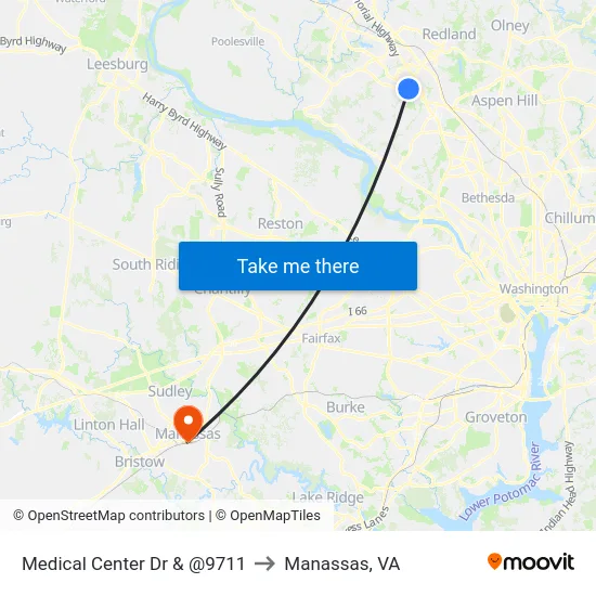 Medical Center Dr & @9711 to Manassas, VA map