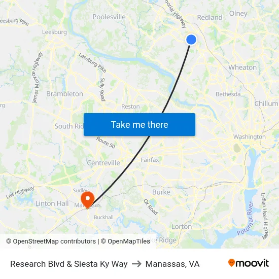 Research Blvd & Siesta Ky Way to Manassas, VA map
