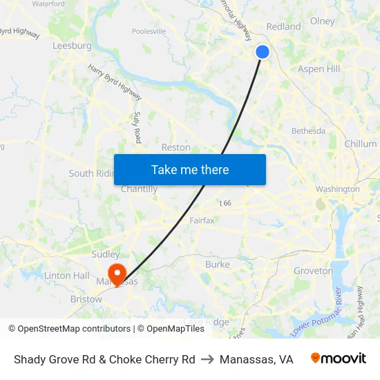 Rockville - Choke Cherry Crossing   & Choke Cherry Rd to Manassas, VA map