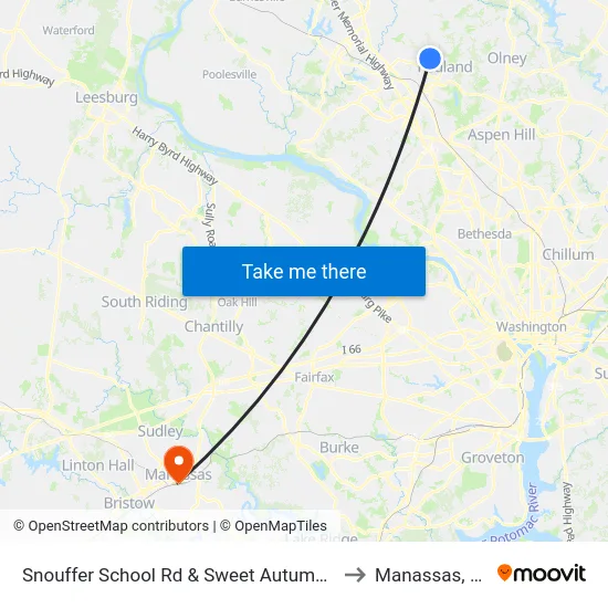 Snouffer School Rd & Sweet Autumn Dr to Manassas, VA map
