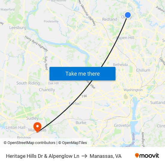 Heritage Hills Dr & Alpenglow Ln to Manassas, VA map